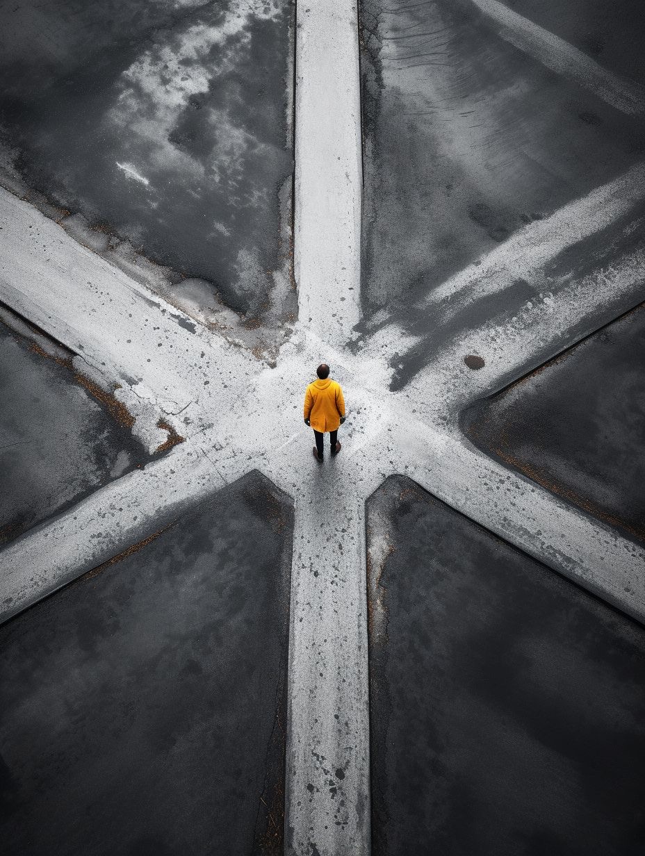 A man at a crossroads
